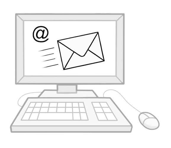 Computer und auf dem Bildschirm ist einem E-Mailsymbol